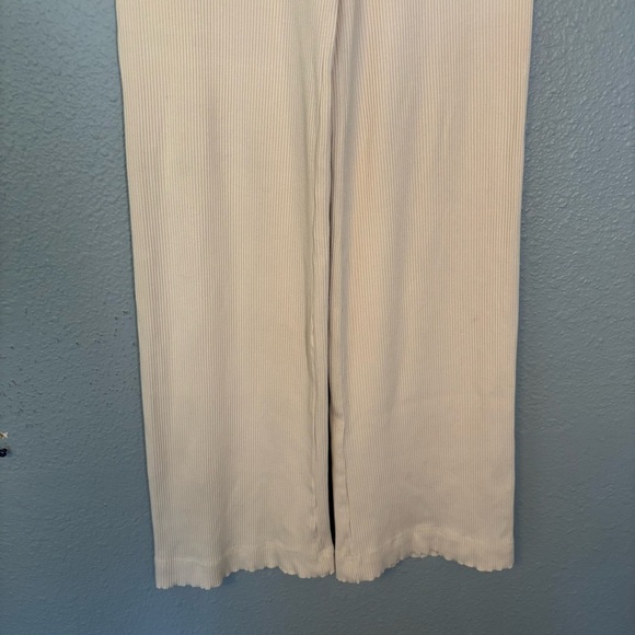 & Other Stories Women Cream Ribbed Flare Elastic Waist Pants XS Preppy Stretch - Picture 5 of 9